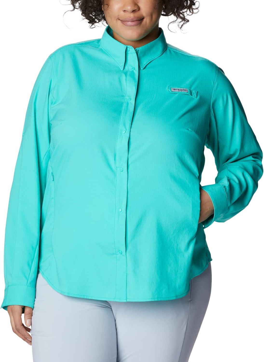 imageColumbia Womens PFG Tamiami II UPF 40 Long Sleeve Fishing ShirtElectric Turquoise