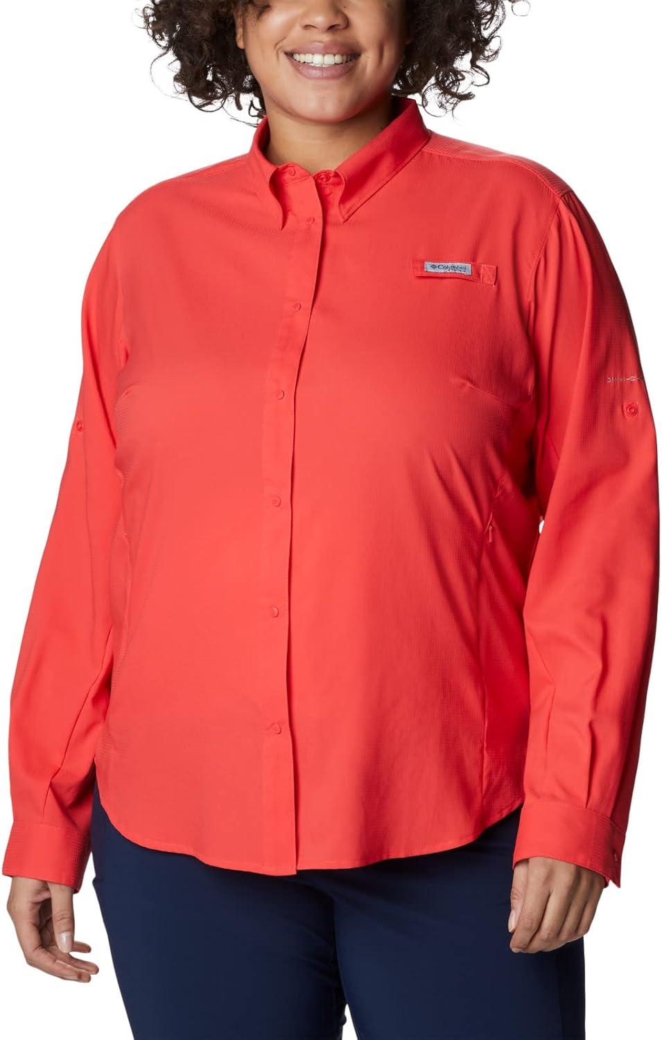 imageColumbia Womens PFG Tamiami II UPF 40 Long Sleeve Fishing ShirtRed Hibiscus