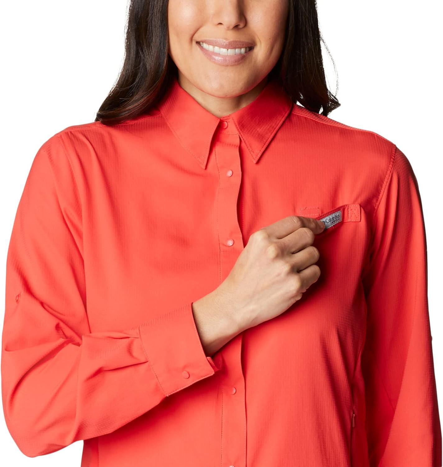 imageColumbia Womens PFG Tamiami II UPF 40 Long Sleeve Fishing ShirtRed Hibiscus