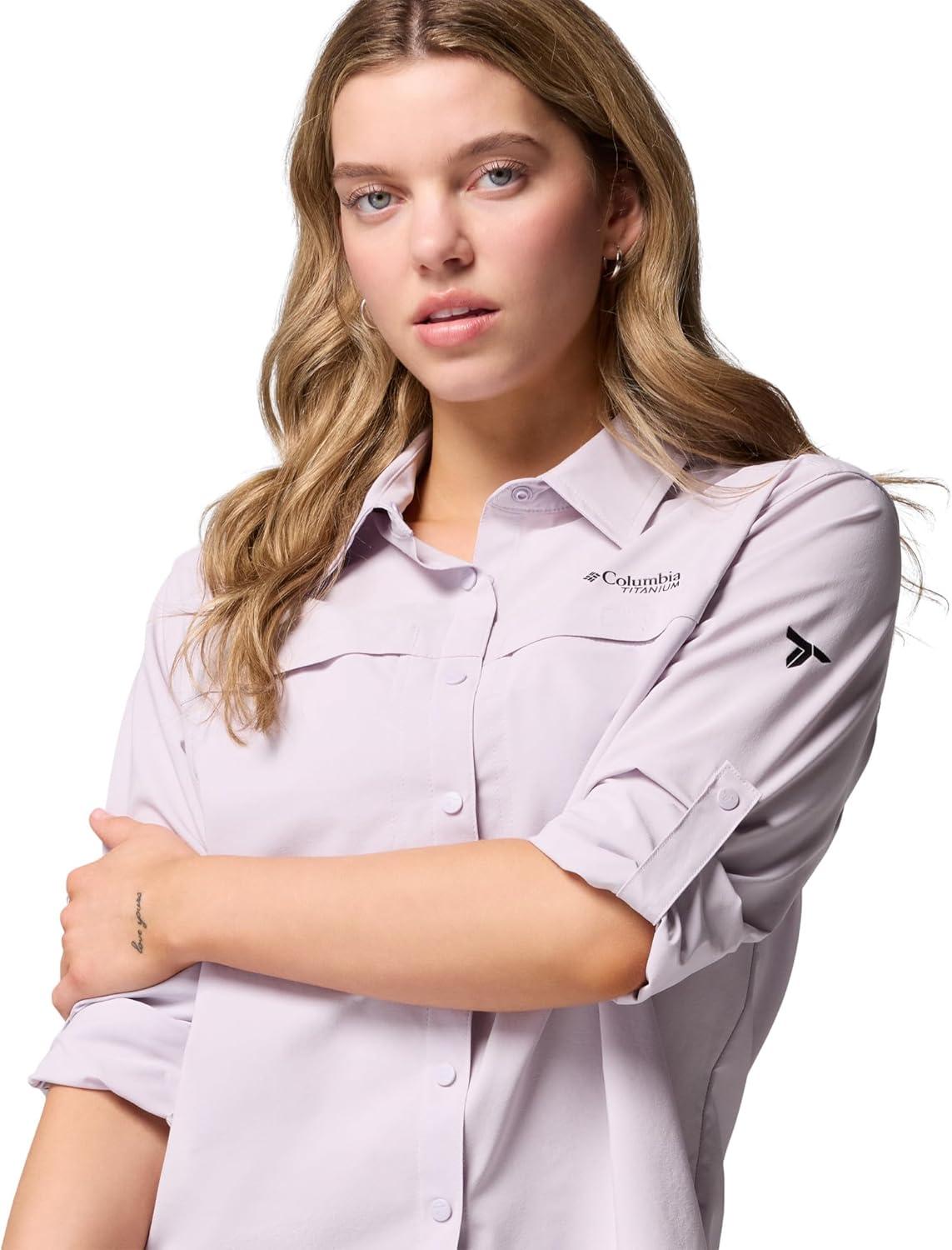 imageColumbia Womens Summit Valley Woven Long Sleeve ShirtLavender Pearl