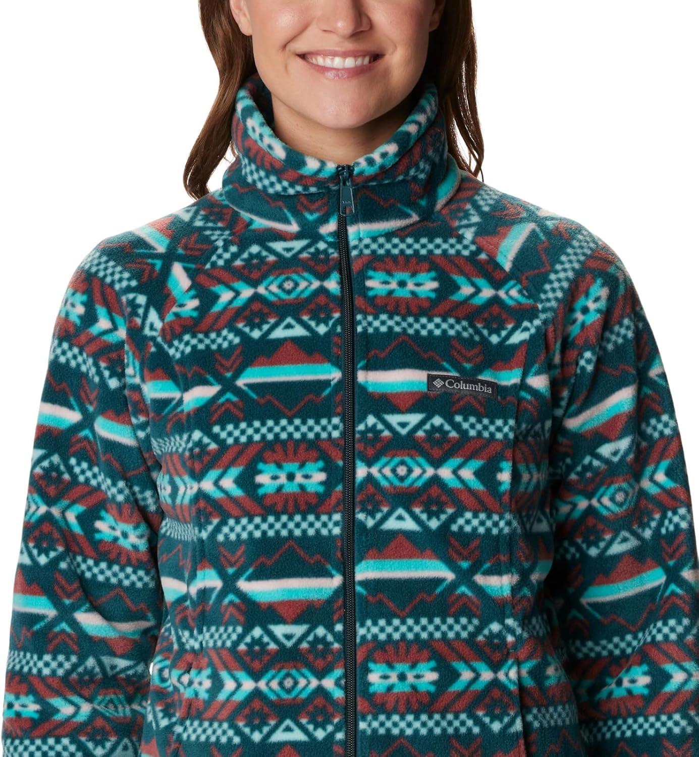 imageColumbia womens Benton Springs Printed Full ZipBright Aqua Checkered Peaks