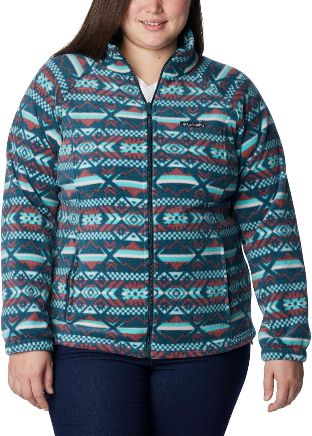 imageColumbia womens Benton Springs Printed Full ZipBright Aqua Checkered Peaks