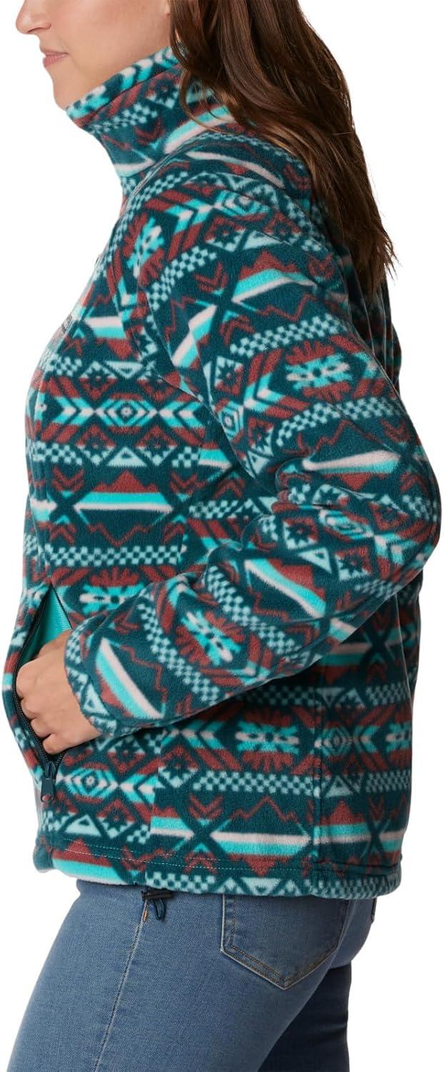 imageColumbia womens Benton Springs Printed Full ZipBright Aqua Checkered Peaks