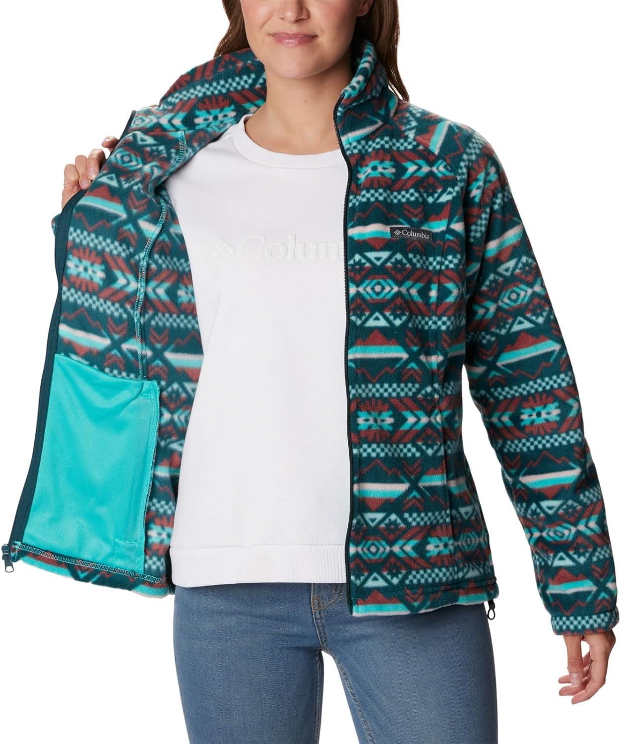 imageColumbia womens Benton Springs Printed Full ZipBright Aqua Checkered Peaks