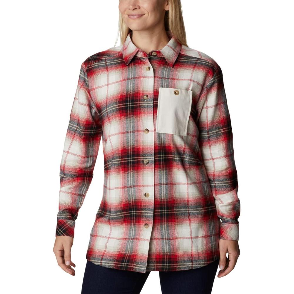 imageColumbia Womens Holly Hideaway Flannel ShirtButton Down ShirtChalk Multi Tartan