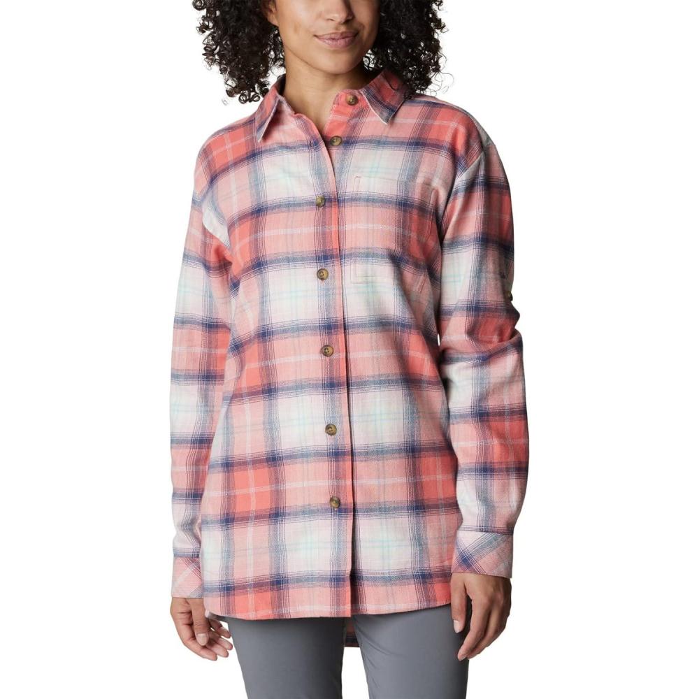 imageColumbia Womens Holly Hideaway Flannel ShirtButton Down ShirtFaded Peach Ombre Tartan