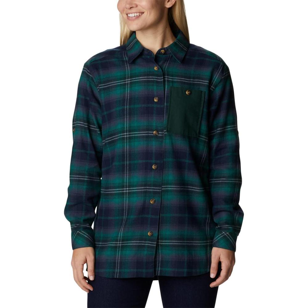 imageColumbia Womens Holly Hideaway Flannel ShirtButton Down ShirtSpruce Multi Tartan