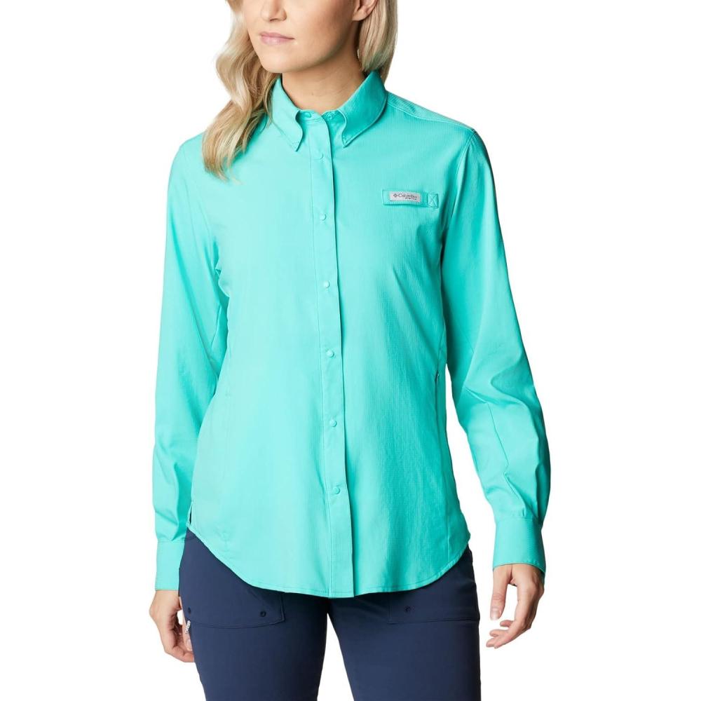 imageColumbia Womens PFG Tamiami II UPF 40 Long Sleeve Fishing ShirtElectric Turquoise