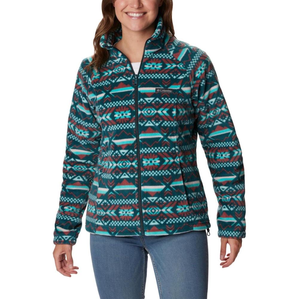 imageColumbia womens Benton Springs Printed Full ZipBright Aqua Checkered Peaks