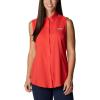 Columbia Women’s Extended Tamiami Women’s Sleeveless Shirt(Red Hibiscus)