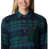 Columbia Womens Holly Hideaway Flannel ShirtButton Down Shirt(Spruce Multi Tartan)