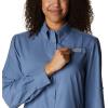 Columbia Women’s PFG Tamiami II UPF 40 Long Sleeve Fishing Shirt(Bluestone)