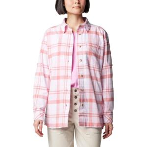Columbia Womens Holly Hideaway Flannel ShirtButton Down Shirt(Pink Dawn Multiplaid)