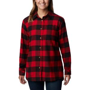 Columbia Womens Holly Hideaway Flannel ShirtButton Down Shirt(Red Lily Buffalo Check)