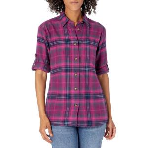 Columbia Womens Holly Hideaway Flannel ShirtButton Down Shirt(Wild Fuchsia Multi Tartan)
