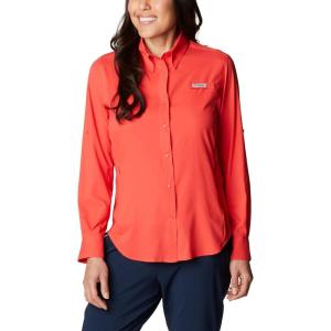 Columbia Women’s PFG Tamiami II UPF 40 Long Sleeve Fishing Shirt(Red Hibiscus)