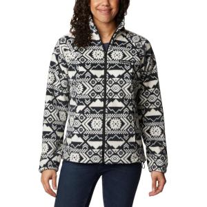 Columbia womens Benton Springs Printed Full Zip(Black Checkered Peaks Tonal)