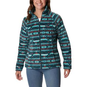 Columbia womens Benton Springs Printed Full Zip(Bright Aqua Checkered Peaks)