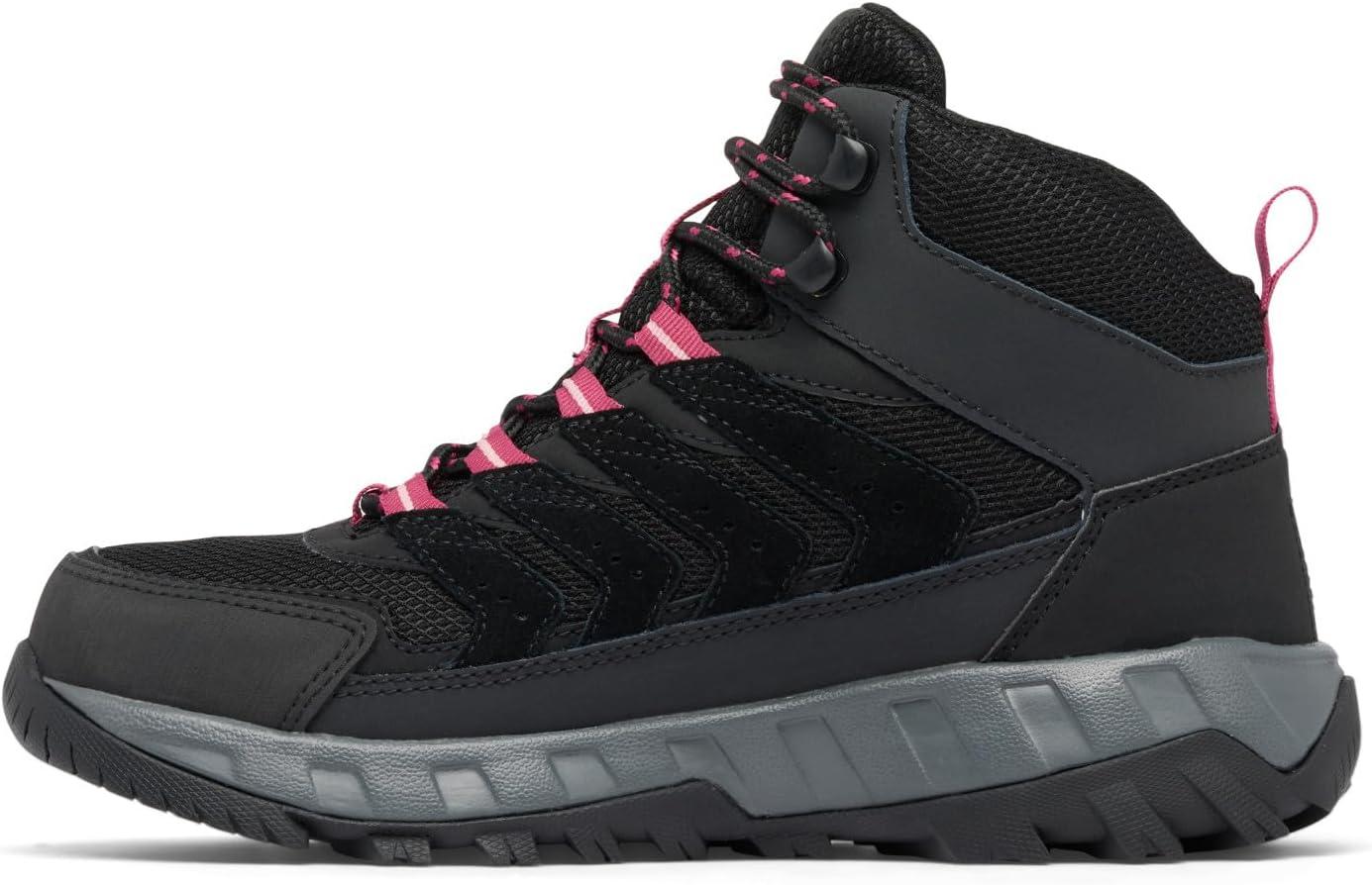 imageColumbia Womens Strata Trail Mid Waterproof Hiking BootsBlackSalmon Rose