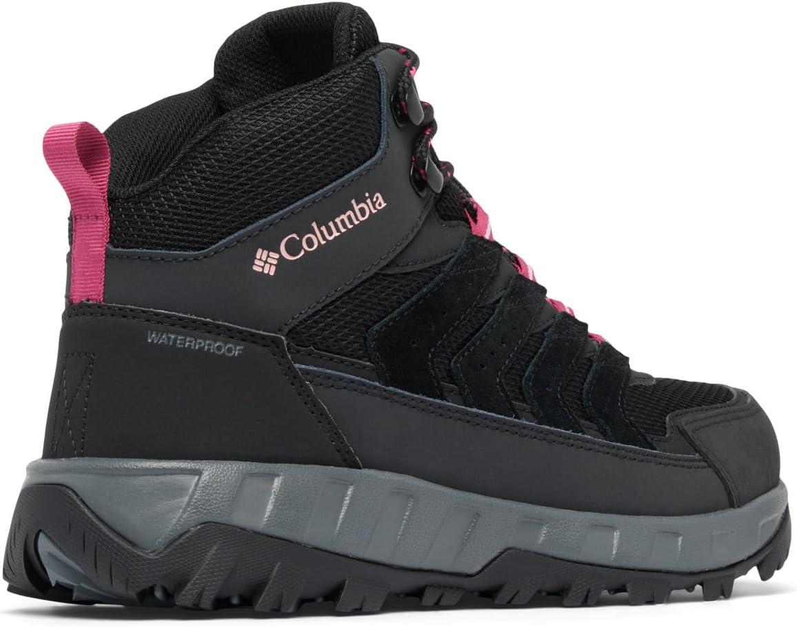 imageColumbia Womens Strata Trail Mid Waterproof Hiking BootsBlackSalmon Rose
