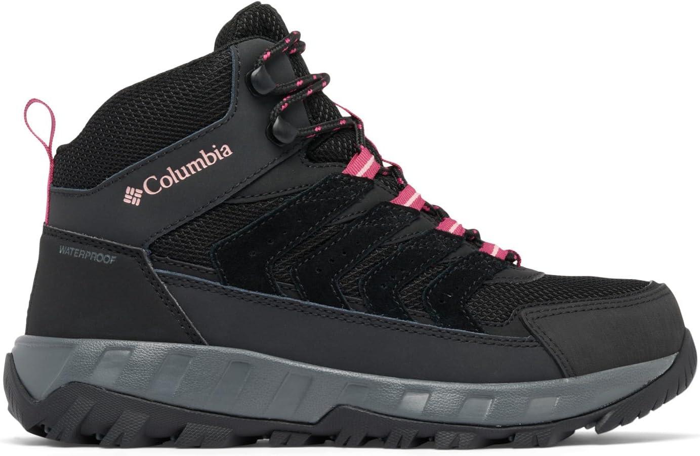 imageColumbia Womens Strata Trail Mid Waterproof Hiking BootsBlackSalmon Rose