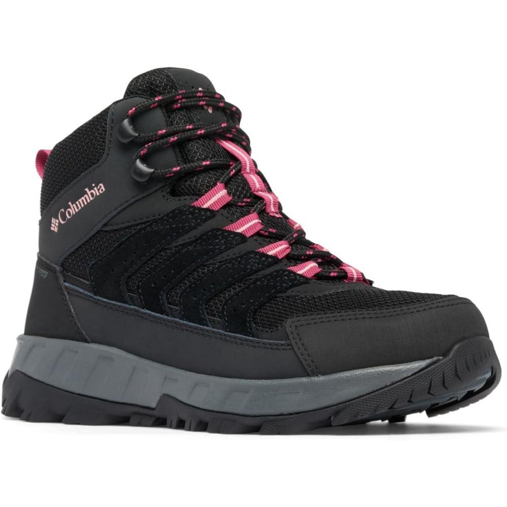 imageColumbia Womens Strata Trail Mid Waterproof Hiking BootsBlackSalmon Rose