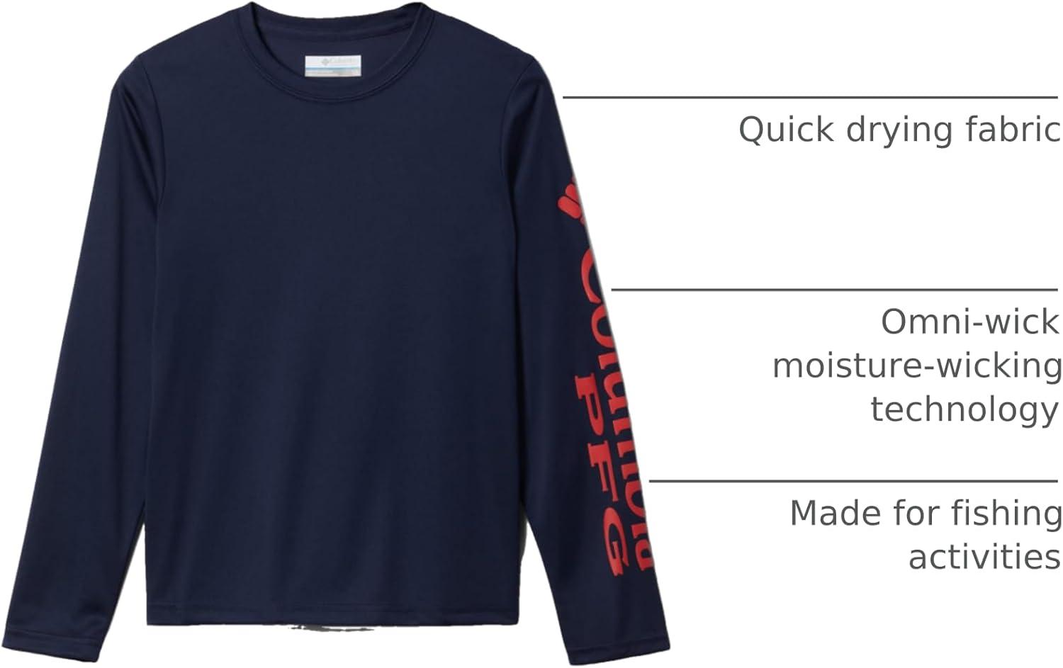 imageColumbia Boys Terminal Tackle Long Sleeve TeeCollegiate NavyRed Spark Logo
