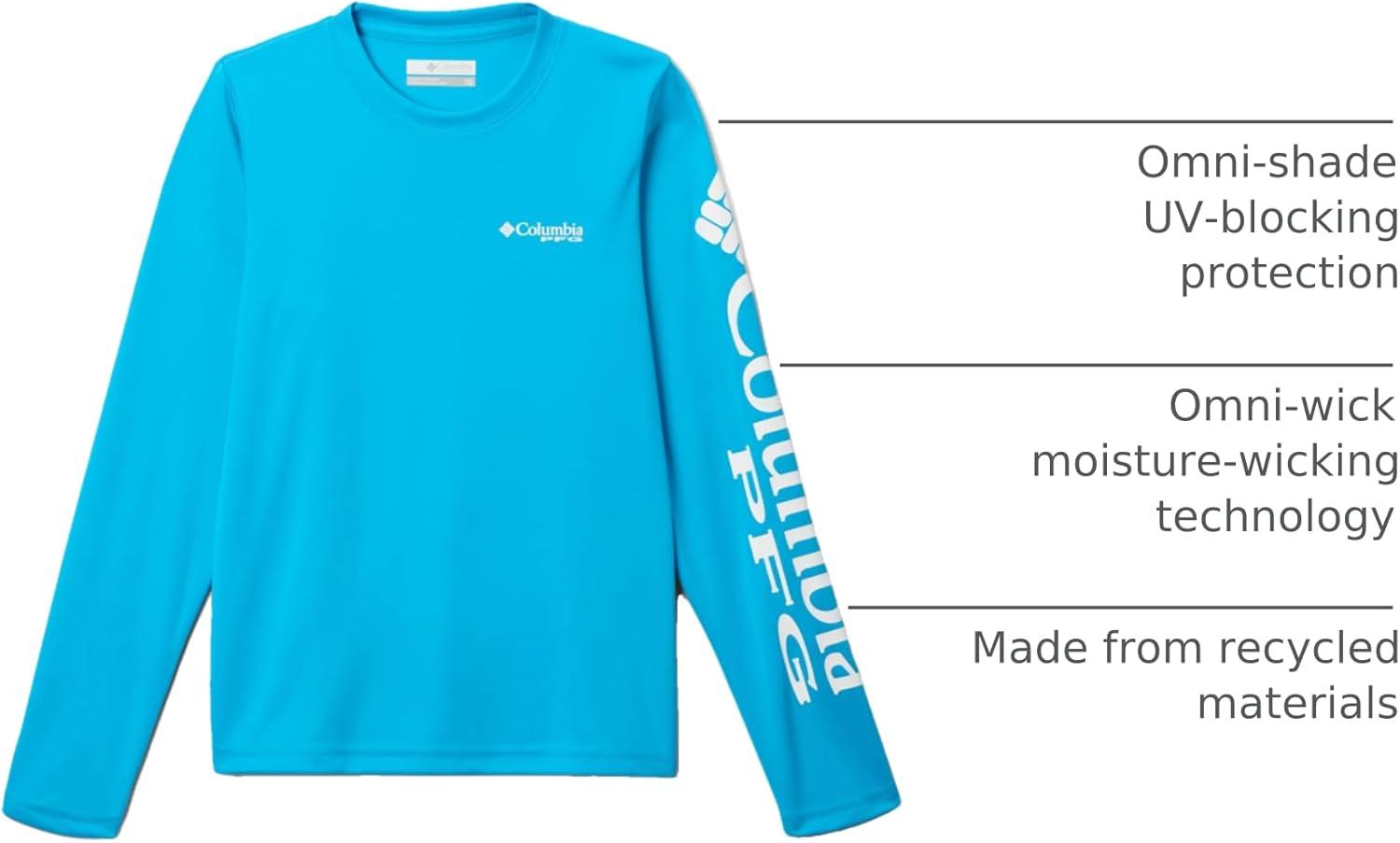 imageColumbia Boys Terminal Tackle Long Sleeve TeeOcean BlueWhite Logo