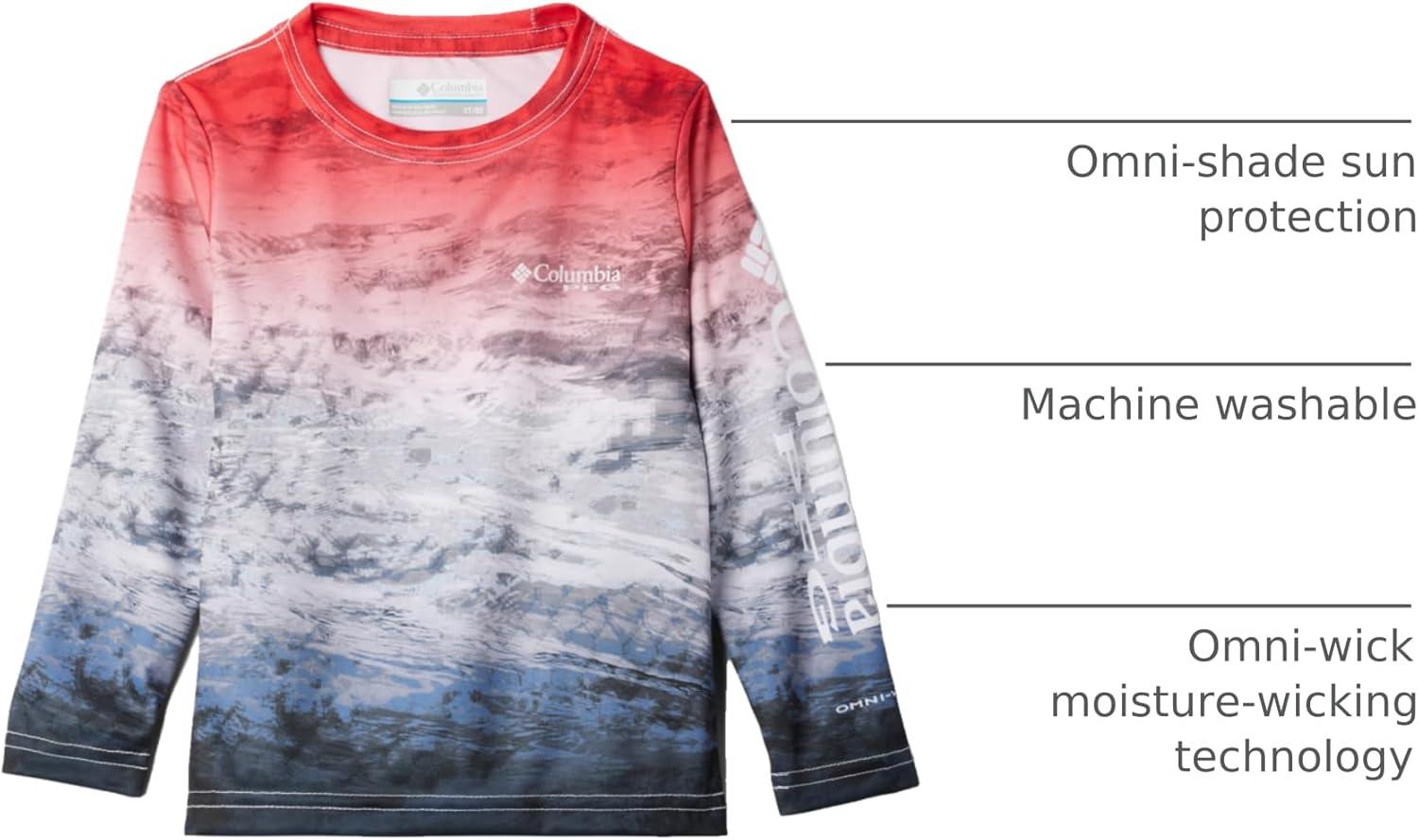 imageColumbia Boys Terminal Tackle Long Sleeve TeeRed Spark Deepsea Fade