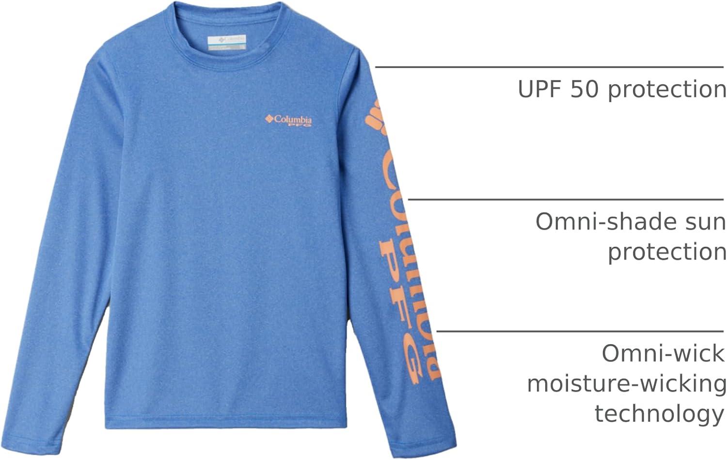 imageColumbia Boys Terminal Tackle Long Sleeve TeeVivid Blue HeatherBright Nectar Logo