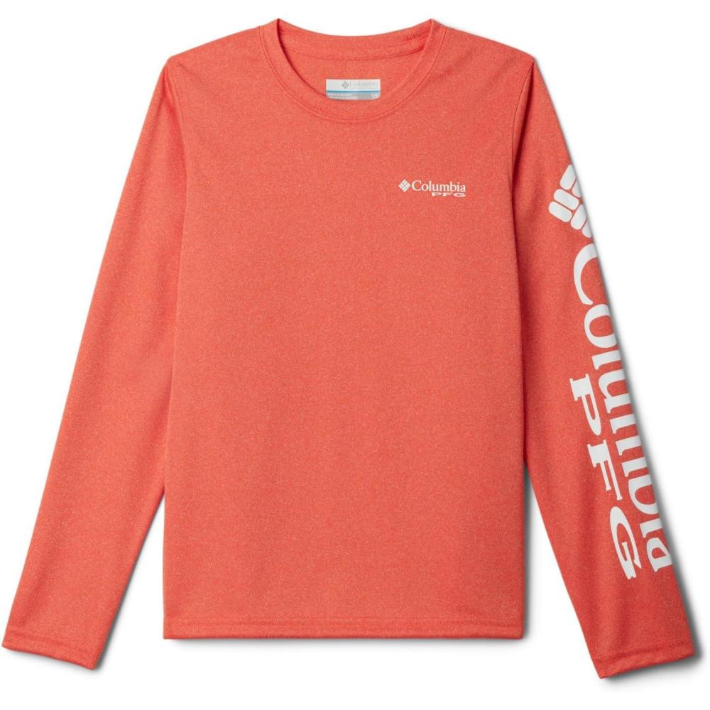 imageColumbia Boys Terminal Tackle Long Sleeve TeeBright Poppy HeatherWhite Logo