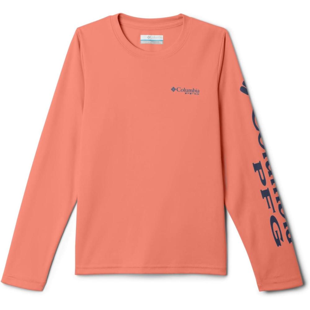 imageColumbia Boys Terminal Tackle Long Sleeve TeeFaded PeachCollegiate Navy Logo