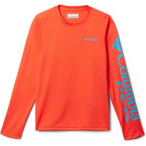 Columbia Boys’ Terminal Tackle Long Sleeve Tee(Bright Poppy/Ocean Blue Logo)