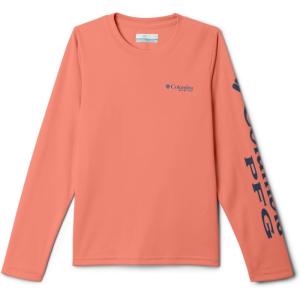 Columbia Boys’ Terminal Tackle Long Sleeve Tee(Faded Peach/Collegiate Navy Logo)