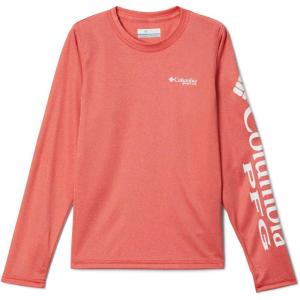 Columbia Boys’ Terminal Tackle Long Sleeve Tee(Red Spark Heather/White Logo)