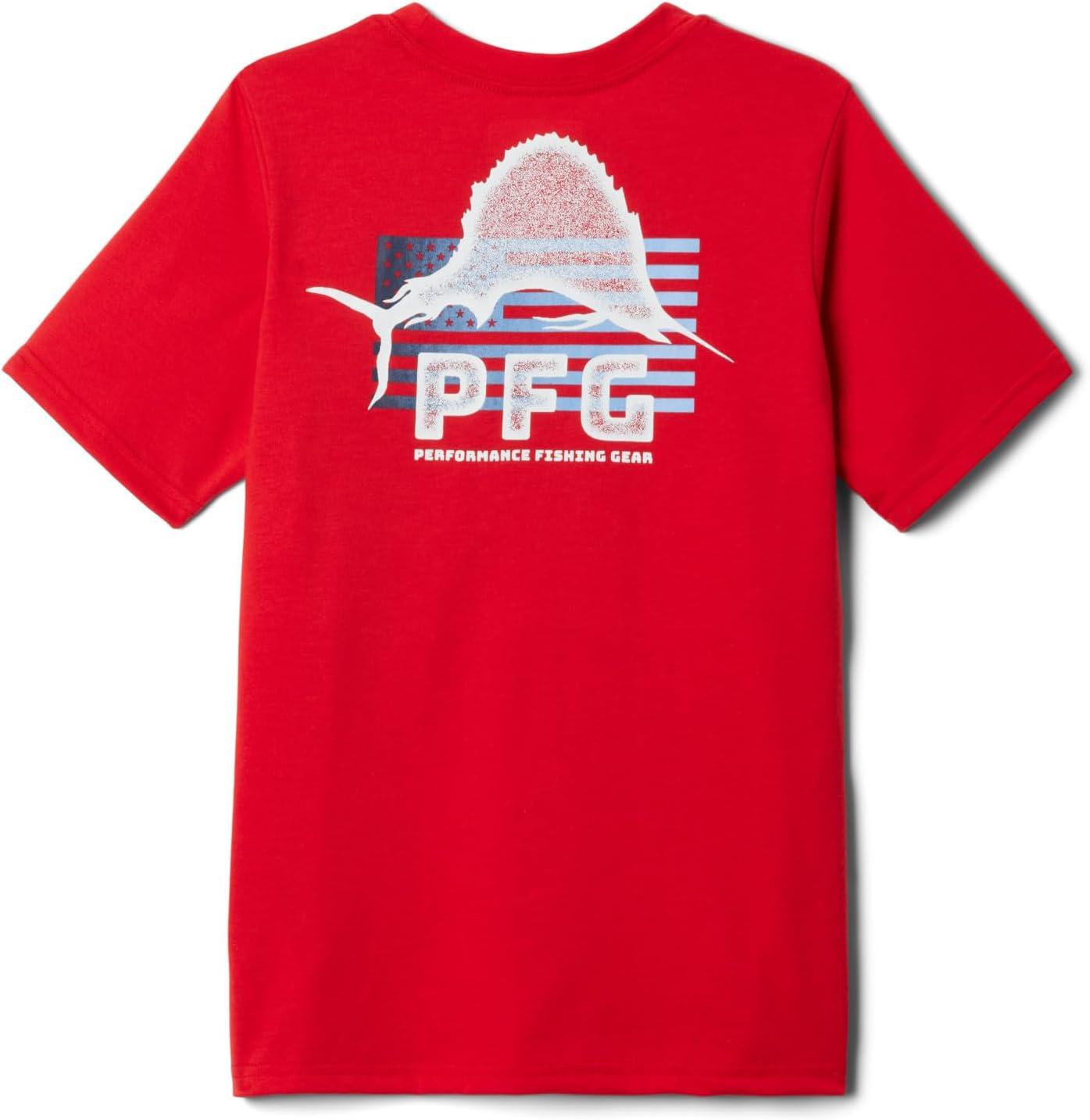 imageColumbia Boys PFG Short Sleeve Seasonal Graphic TeeRed SparkFlag Jumper Salt