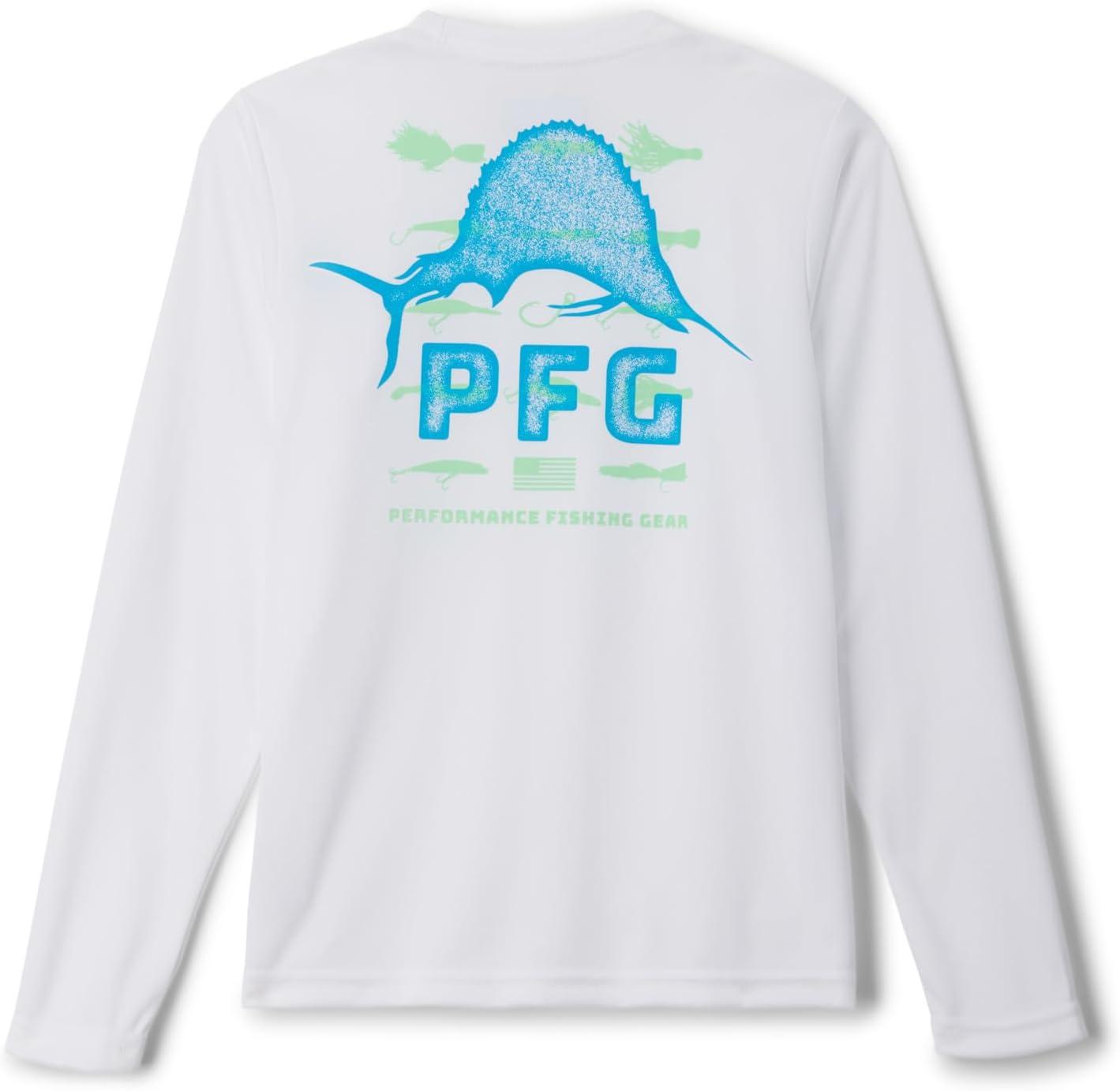 imageColumbia Boys Terminal Tackle PFG Triangle Logo Long SleeveWhitePfg Y Bait Jumper Salt