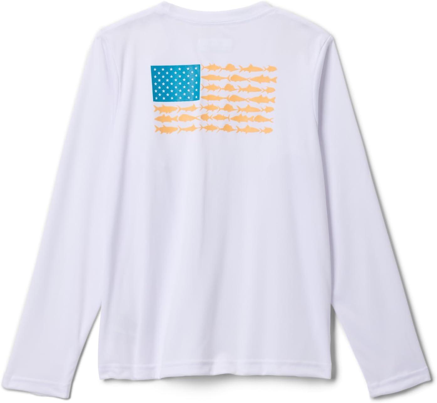 imageColumbia Boys Y Terminal Tackle PFG Fish Flag LsHiking ShirtWhiteBlue Echo Fish Flag