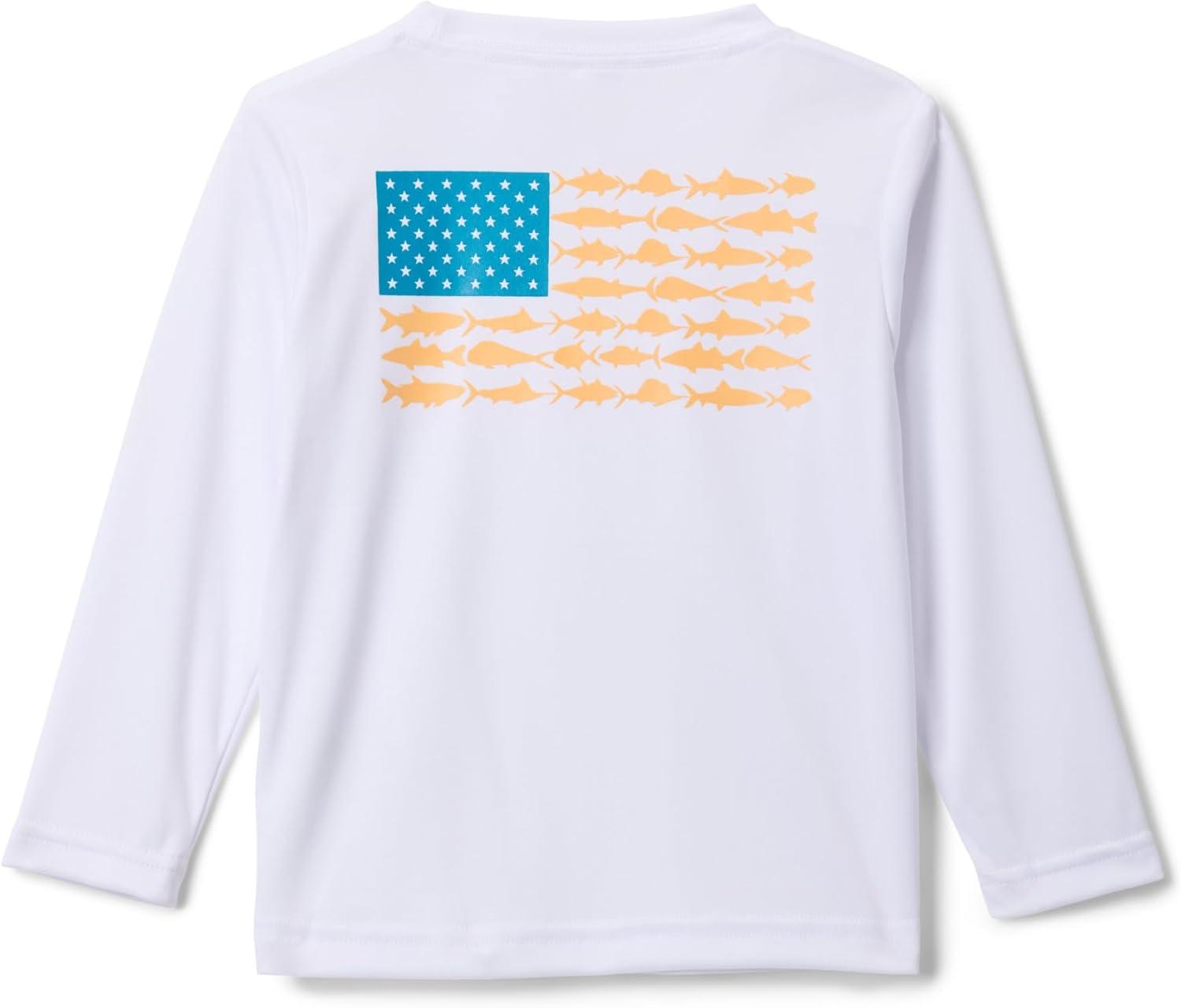 imageColumbia Boys Y Terminal Tackle PFG Fish Flag LsHiking ShirtWhiteBlue Echo Fish Flag