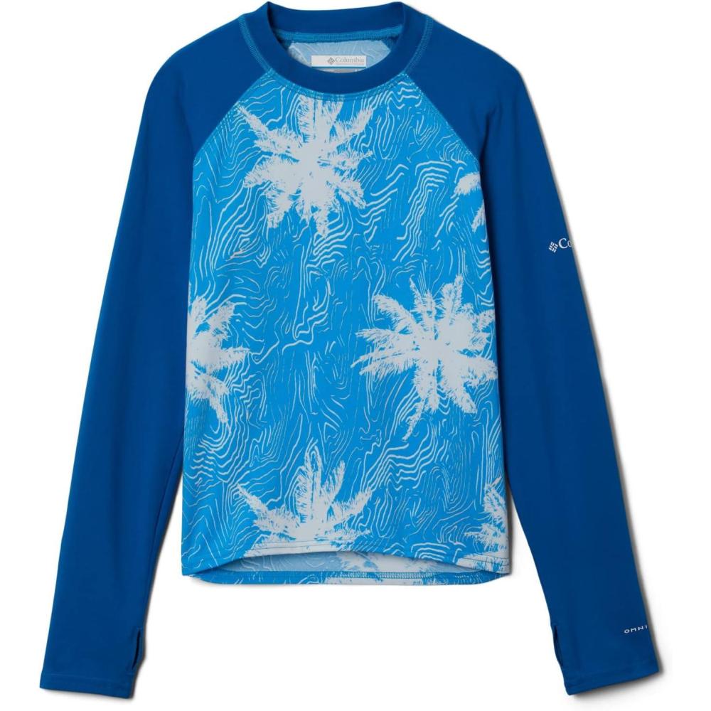 imageColumbia BabyBoys Sandy Shores Printed Long Sleeve SunguardCompass Blue Topo PalmsBright Indigo