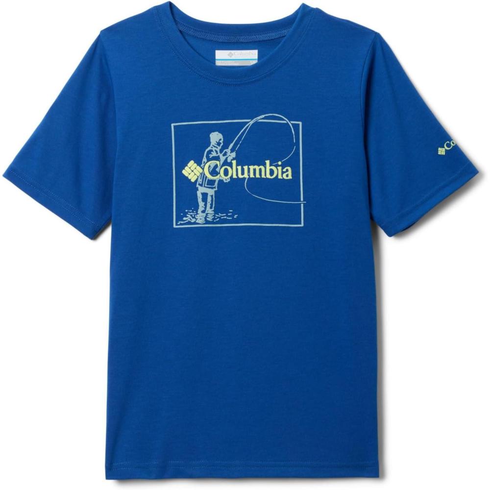imageColumbia Youth La Poudre Pass Short Sleeve TShirt Mountain BlueFly Fish Fun XSmall