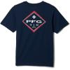 Columbia Boys PFG Short Sleeve Seasonal Graphic Tee(Collegiate Navy/Pfg Y Diamond Bit Gem)