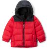 Columbia boys Puffect Hooded Jacket(Mountain Red/Black)