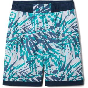 Columbia Boys Sandy Shores Boardshort, Moisture-Wicking, UV Sun Protection(Bright Aqua Dye Palms Tonal/Dk Mountain)
