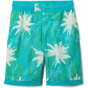 Columbia Boys Sandy Shores Boardshort, Moisture-Wicking, UV Sun Protection(Bright Aqua Topo Palms/Bright Aqua)
