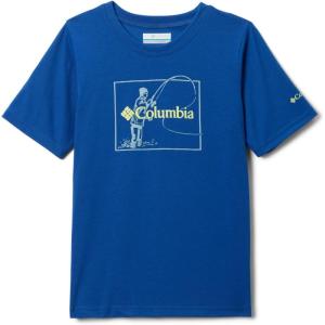 Columbia Youth La Poudre Pass Short Sleeve T-Shirt, Mountain Blue/Fly Fish Fun, X-Small