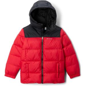 Columbia boys Puffect Hooded Jacket(Mountain Red/Black)