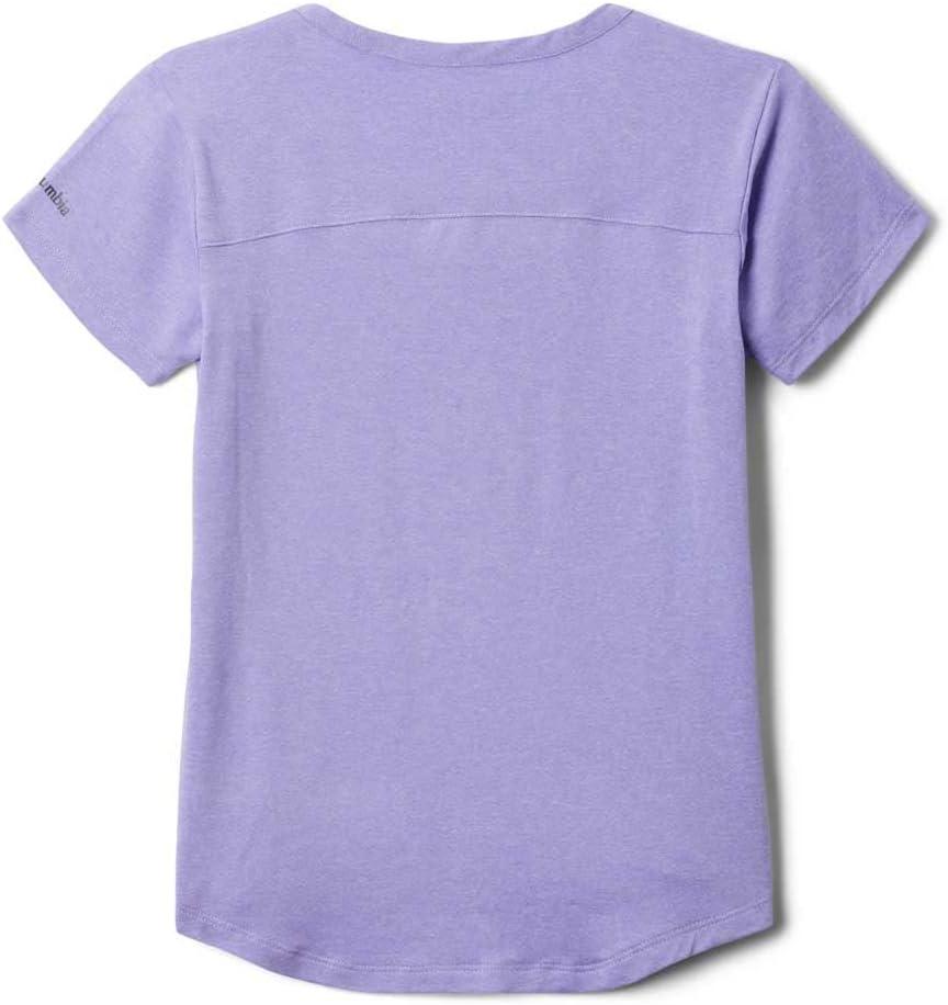 imageColumbia Girls Tech Trail Short Sleeve TeeMorning Mist HeatherPaisley Purple Heather