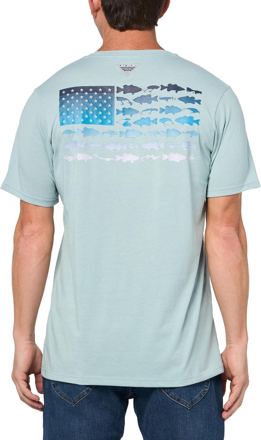 imageColumbia Mens PFG Fish Flag II Short SleeveCrushed BlueColl Navy Bass Lures