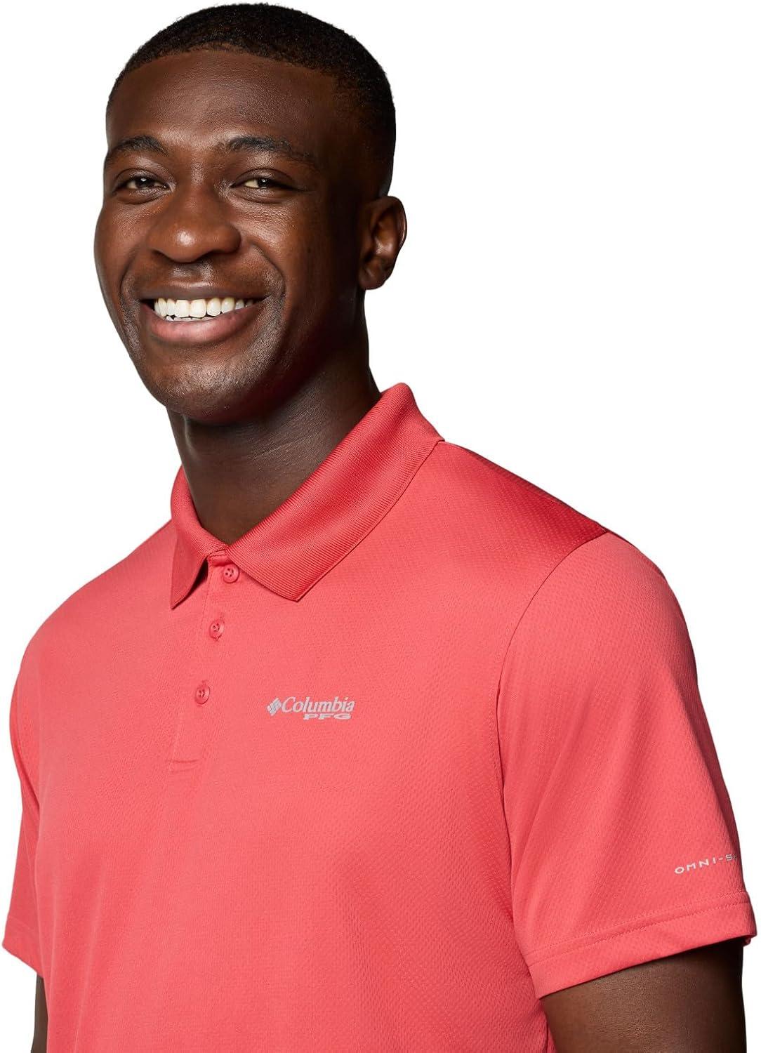 imageColumbia Mens PFG Solar Stream PoloSunset Red